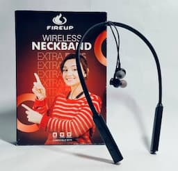 Fireup Neckband Bluetooth Headset (Black) Upto 35 Hours Playtime Bluetooth Headset  (Black, In the Ear)